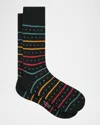 Paul Smith Men's Iago Spot Stripe Cotton-stretch Crew Socks In Black