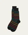 Paul Smith Men's Iago Spot Stripe Cotton-stretch Crew Socks In Black
