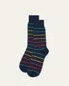 Paul Smith Men's Iago Spot Stripe Cotton-stretch Crew Socks In Navy