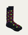 Paul Smith Men's Ilario Polka Dot Cotton-stretch Crew Socks In Petgreen