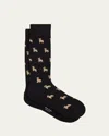 Paul Smith Black Cotton-blend 'bulldog' Socks In Black
