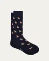 Paul Smith Dark Blue Cotton-blend 'bulldog' Socks In Navy