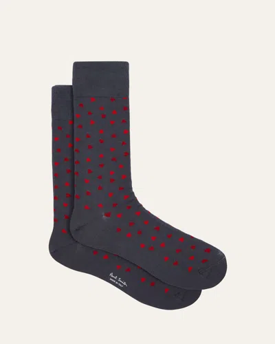 Paul Smith Men's Islington Heart Crew Socks In Slate