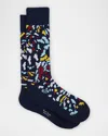 Paul Smith Men's Jacaranda Abstract Print Crew Socks In Navy