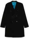 Paul Smith Dark Green Wool-cashmere Blend Double Breasted Overcoat In Black