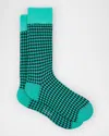 Paul Smith Men's James Houndstooth Gingham Crew Socks In Green
