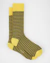 Paul Smith Men's James Houndstooth Gingham Crew Socks In Yellow