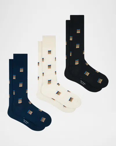 Paul Smith Men's Jonas Signature Stripe Block 3-pack Crew Socks In Multi
