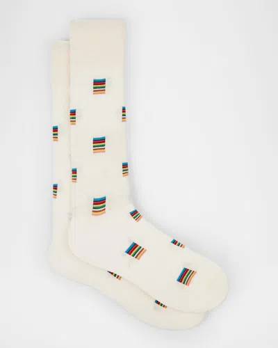 Paul Smith Men's Jonas Signature Stripe Block Crew Socks In White