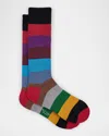 Paul Smith Men's Jonathan Bold Stripe Crew Socks In Black