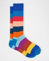 Paul Smith Men's Jonathan Bold Stripe Crew Socks In Blue