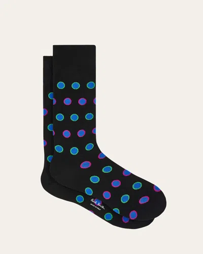 Paul Smith Men's Joris Dots Crew Socks In Black