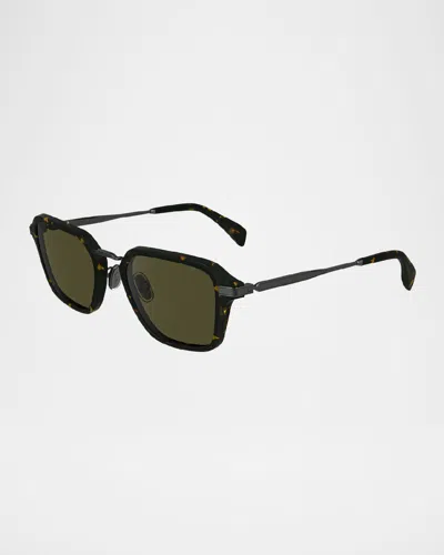 Paul Smith Men's Kean Acetate And Metal Rectangle Sunglasses In Dark Havana