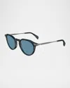 Paul Smith Men's Keats Acetate And Metal Round Sunglasses In Striped Blue