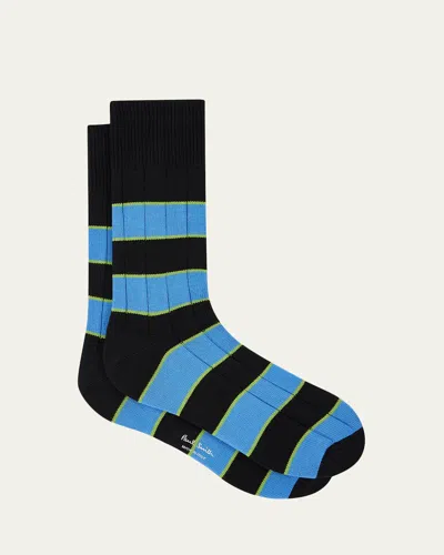 Paul Smith Men's Kennedy Contrast-stripe Crew Socks In Multi