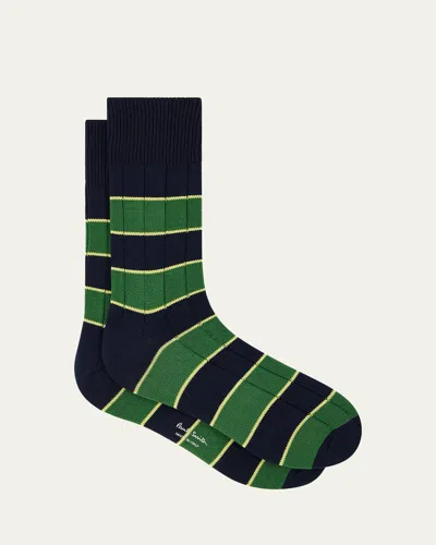 Paul Smith Men's Kennedy Contrast-stripe Crew Socks In Multi