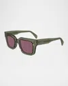Paul Smith Men's Kenton Acetate Rectangle Sunglasses In Green/brown Solid