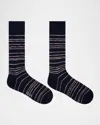 Paul Smith Men's Kew Multicolor Pinstripe Crew Socks In Black