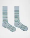 Paul Smith Men's Kew Multicolor Pinstripe Crew Socks In Blue