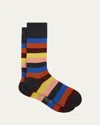 Paul Smith Black Cotton-blend Multicolour Stripe Socks In Multi
