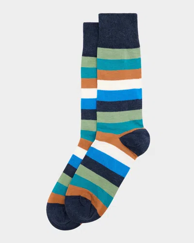 Paul Smith Men's Kit Color-block Stripe Crew Socks