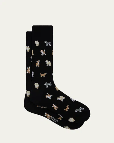 Paul Smith Dog-pattern Socks In Black
