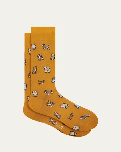 Paul Smith Yellow Cotton-blend 'dogs' Socks