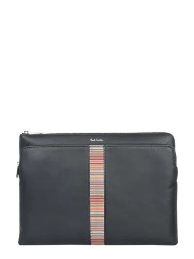Paul Smith Men Leather Document Bag In Black