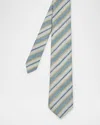 Paul Smith Linen-silk Stripe Tie In Indigo