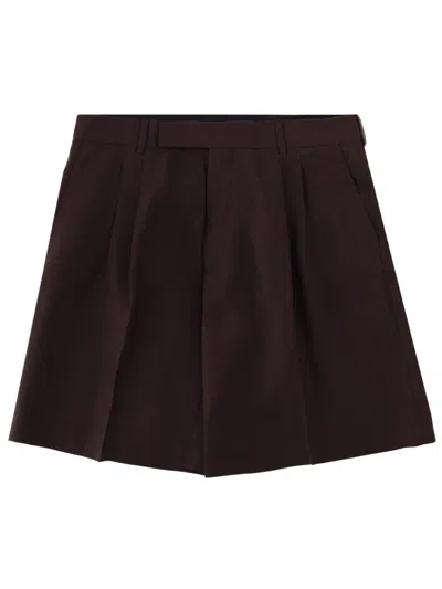 Paul Smith Linen Mini Shorts For Men In Brown