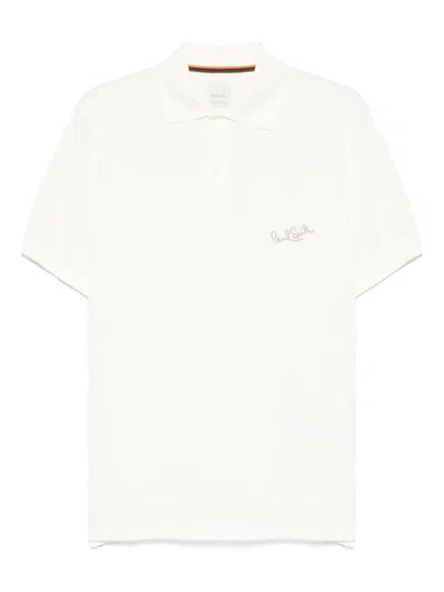 Paul Smith Men Logo Cotton Polo Shirt In White