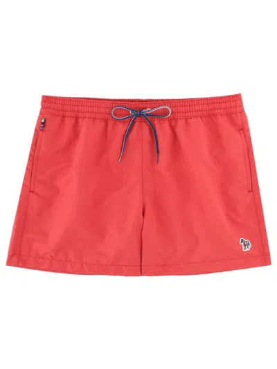 Paul Smith Men's Logo Swim Trunks In Red