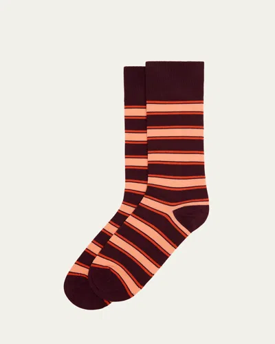 Paul Smith Men's Madison Stripe Crew Socks In Burgundy