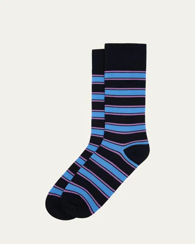 Paul Smith Men's Madison Stripe Crew Socks In Navy