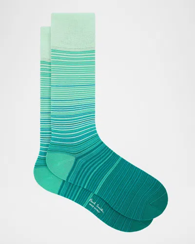 Paul Smith Men's Marcel Ombre Thin Stripe Cotton Crew Socks In Multi