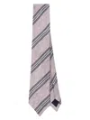 Paul Smith Dusky Pink Linen-blend Block Stripe Tie In Pink & Purple