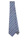 Paul Smith Blue Silk Herringbone Stripe Tie In Blue