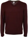 Paul Smith Burgundy Merino V-neck Sweater Red In Red