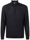 Paul Smith High-neck Half-zip Sweater In Blue