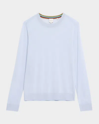 Paul Smith Men's Merino Wool Crewneck Sweater In Light Blue