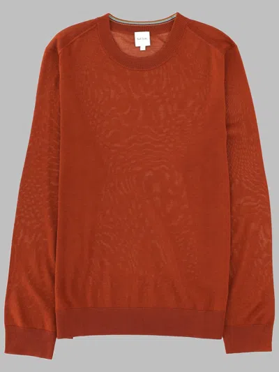 Paul Smith Finely Knit Merino Wool Sweater With Ribbed Details In Red