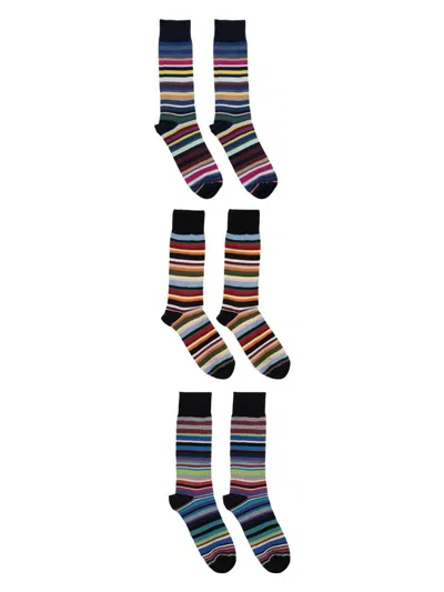 Paul Smith Men's Mix Stripe 3pack Socks | Size Uni | M1asock In Multicolour