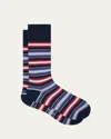 Paul Smith Navy Mixed Striped Socks Blue In Blue
