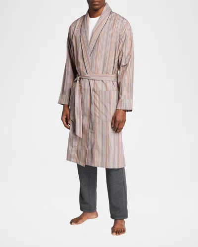 Paul Smith Men's Multi-stripe Cotton Robe In Neutral Stripe