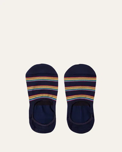 Paul Smith Men's Multiblock No-show Socks W/ Heel Grips In Blue