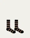 Paul Smith Men's Multiblock Ribbed Crew Socks In Black
