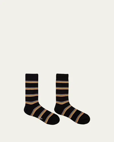 Paul Smith Men's Multiblock Ribbed Crew Socks In Black