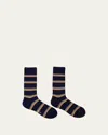 Paul Smith Navy Block 'signature Stripe' Socks Blue In Blue Pattern