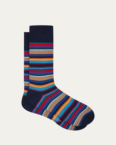 Paul Smith Men's Munich Signature Stripe Crew Socks In Multi