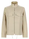 Paul Smith Beige Solid Mock Collar Jacket In Neutral